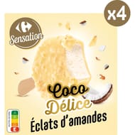 Carrefour sensation 4 bâtonnets blanc coco 202g