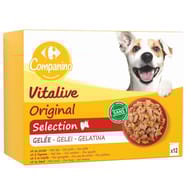 Carrefour companino émincés pour chien en gelée aux viandes 12 sachets de 100g