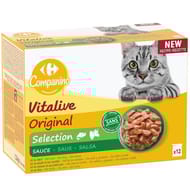 Carrefour companino pâtée pour chat sélection en sauce 12 sachets de 100g