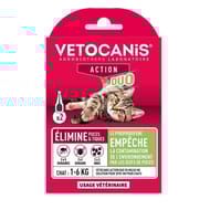 VETOCANIS ACTION DUO SOLUTION SPOT-ON POUR CHATS PIPETTES X 2