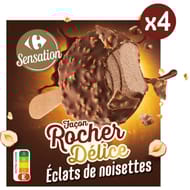Carrefour sensation 4 bâtonnets façon rocher délice 204g
