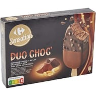 Carrefour sensation 4 bâtonnets duo chcolat au lait et noir 284g