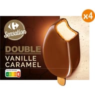 Carrefour sensation 4 bâtonnets double vanille caramel 342g
