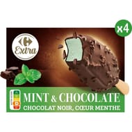 Carrefour extra 4 bâtonnets menthe chocolat 290g