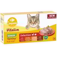 Carrefour companino terrine pour chat sénior aux viandes 4 barquettes de 100g