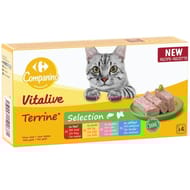 Carrefour companino terrine pour chat viandes/poissons 4 sachet de 100g