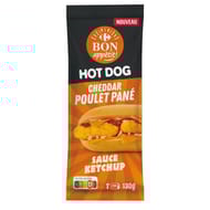 Carrefour bon appétit hot dog cheddar poulet sauce ketchup 130g