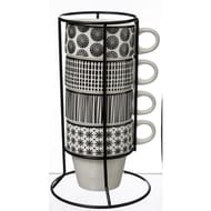Lot de 4 mugs sur rack bohémia