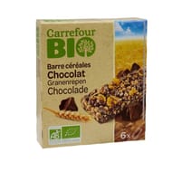 Carrefour bio barres de céréales chocolat bio x6 138g
