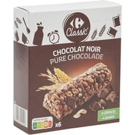 Carrefour classic' barres 4 céréales chocolat noir x6 - 126g