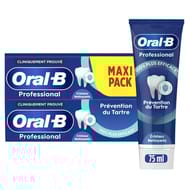 Oral-b dentifrice professional prévention du tartre cristaux nettoyant 2x75ml