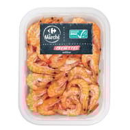 Crevettes entières cuite 60/80 ASC CARREFOUR LE MARCHE la barquette de 500g