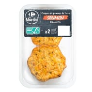 Croques de pommes de terre saumon ASC ciboulette CARREFOUR LE MARCHE la barquette de 200g