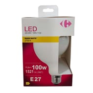Carrefour ampoule LED E27 globe blanc-chaud 100W
