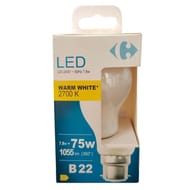 Carrefour ampoule LED B22 standard blanc-chaud 75W X1