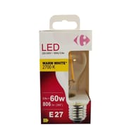 Carrefour ampoule E27 forme standard blanc-chaud claire 60W x1