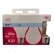 Carrefour ampoule LED fil standard 60W E27 x3