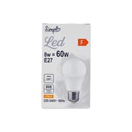 Simpl ampoule LED E27 standard blanc-chaud dépolie 60W X1