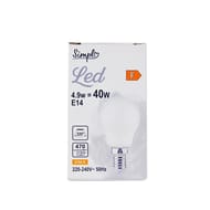 Simpl ampoule LED E14 sphérique blanc-chaud dépolie 40W X1