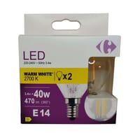 Carrefour ampoule LED sphérique 40W E14 lot de 2