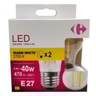 Carrefour ampoule LED fil sphérique - 40W E27 x2