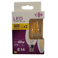 Carrefour ampoule LED fil flamme 40W E14 - x2