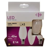 Carrefour ampoule LED fil flamme 40W E14 - x3