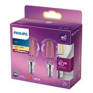 Philips LED classic sphérique e14 40w blanc chaud claire philips boîte de 2
