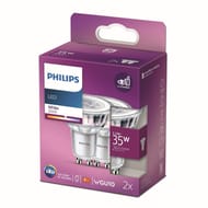Philips ampoule LED classic 35W GU10 WH 36D non dimable boite de 2