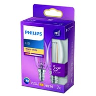 Philips ampoule LED flamme transparente à filament 25 W B35 E14