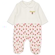 Dors bien velours fille ECRU / ROUGE 12 MOIS