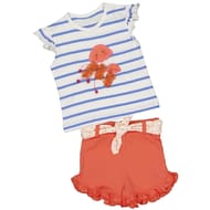 Ensemble court 2 pièces fille BLANC RAYE BLEU/ORANGE 36MOIS