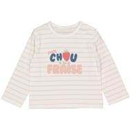 Tee shirt manches longues fille BLANC RAYE ROSE PASTEL 36MOIS