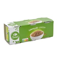 Carrefour classic' lentilles 3 boîtes de 130g net égoutté