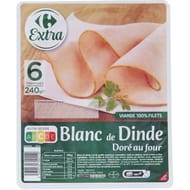 Carrefour extra blanc de dinde doré au four 6 tranches 240g