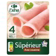 Carrefour extra jambon superieur avec couenne 4 tranches 160g