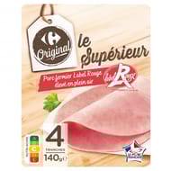 Carrefour original jambon le superieur porc fermier label rouge 4 tranches 140g