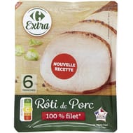Carrefour extra rôti de porc 100% filet 6 tranches 180g