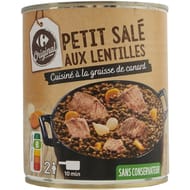 Carrefour original plat cuisiné petit salé lentilles 840g