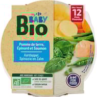 Carrefour baby bio plat bébé épinard saumon dès 12mois 230g