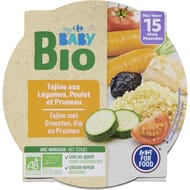 Carrefour baby bio tajine aux légumes, poulet et pruneau dès 15 mois 250g
