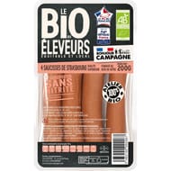 Bonjour Campagne Saucisses de Strasbourg sans nitrite x4 Bio 200G