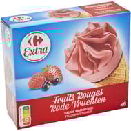 Carrefour extra 6 cônes fruits rouges 462g