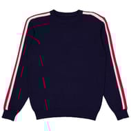 Pull col rond bandes épaule homme MARINE XXL