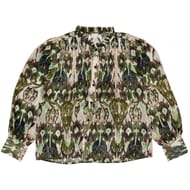 Blouse manches longues femme GREEN BEIGE AOP T46
