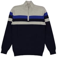 Pull col montant rayé chiné homme MARINE XXL