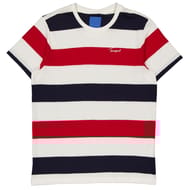 Tee-shirt manches courtes maille mousse rayé homme BLANC/MARINE XXL