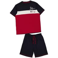 Pyjama court col v tricolore homme MARINE/BORDEAUX L