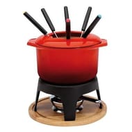 Service à fondue en fonte rouge