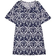 Robe manches 3/4 femme IMP. MARINE/BLANC T38